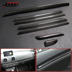 LHD&RHD For Audi A3 S3 RS3 2014 2015 2016 2017 2018 Real Carbon Fiber Interior Door Console Panel Trim Strip Accessories