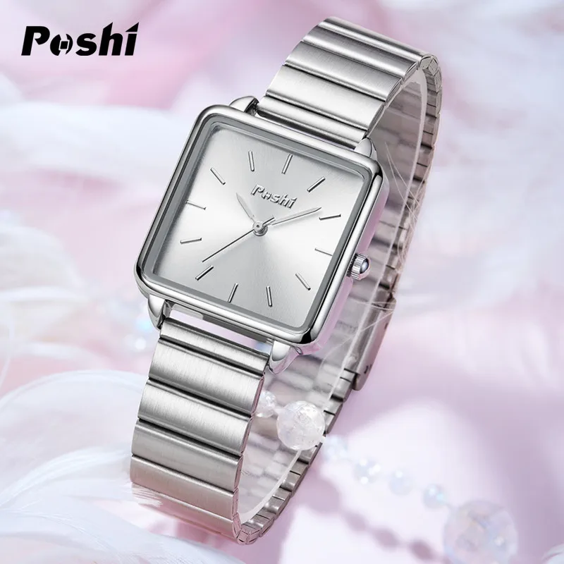 POSHI Quartz Watch for Women Waterproof Alloy Strap Women\'s Watches Casual Ladies Bracelet Original Brand Wristwatch reloj mujer