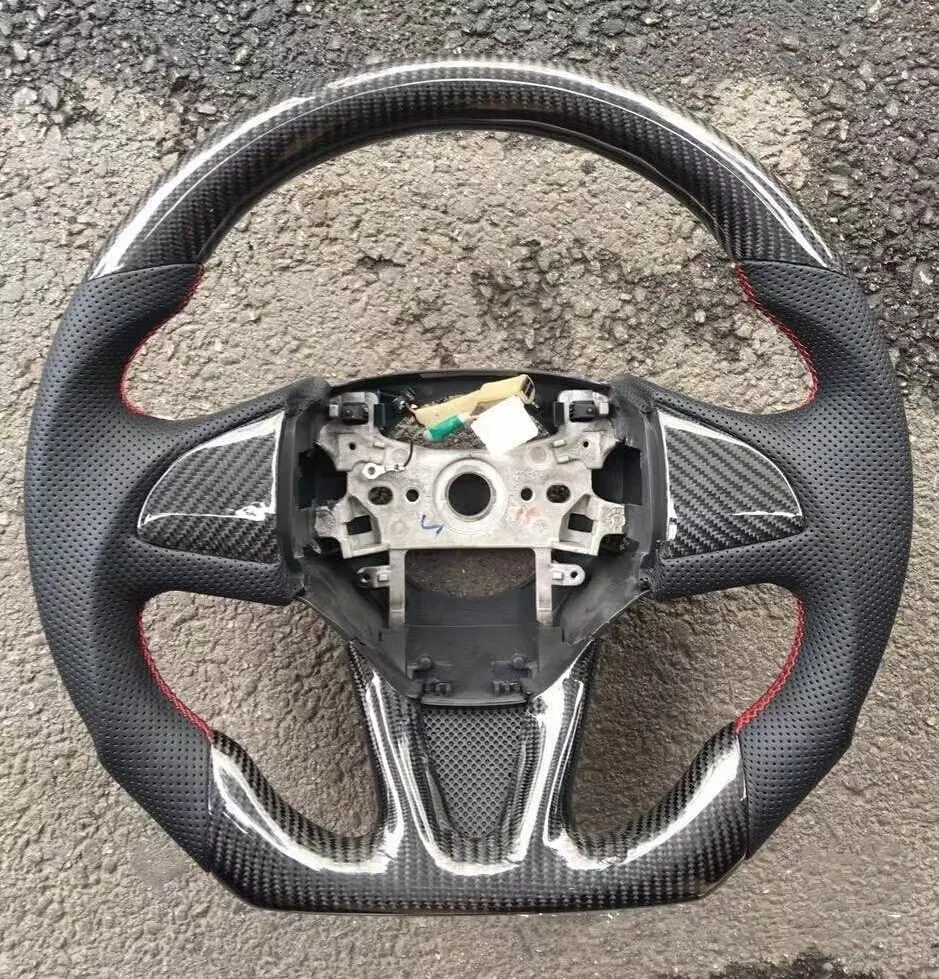 Replacement Real Carbon Fiber Steering Wheel with Leather for Honda HR-V VEZEL 2015-2019