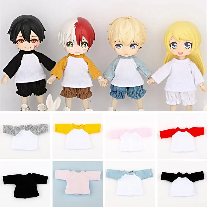 Ob11 baby clothes long sleeves with basic matching color T-shirt 1/12 BJD doll clothes doll accessories