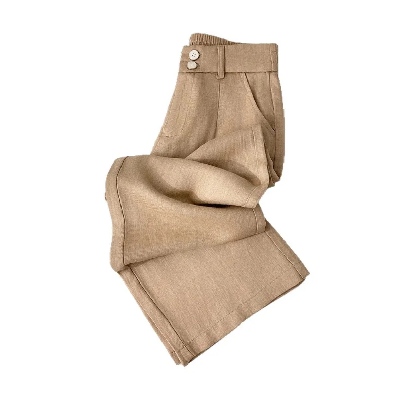 سراويل وردية واسعة الساق للنساء، سراويل صيفية رفيعة، سراويل مستقيمة الساق عصرية متعددة الاستخدامات وبسيطة