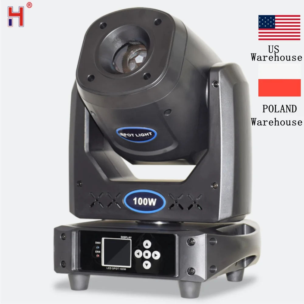 

HongYi Lyre LED 100W Moving Head Spot Stage Lighting Projector DMX Sound Control With Gobo Prism Focus Beam Effect For DJ Party