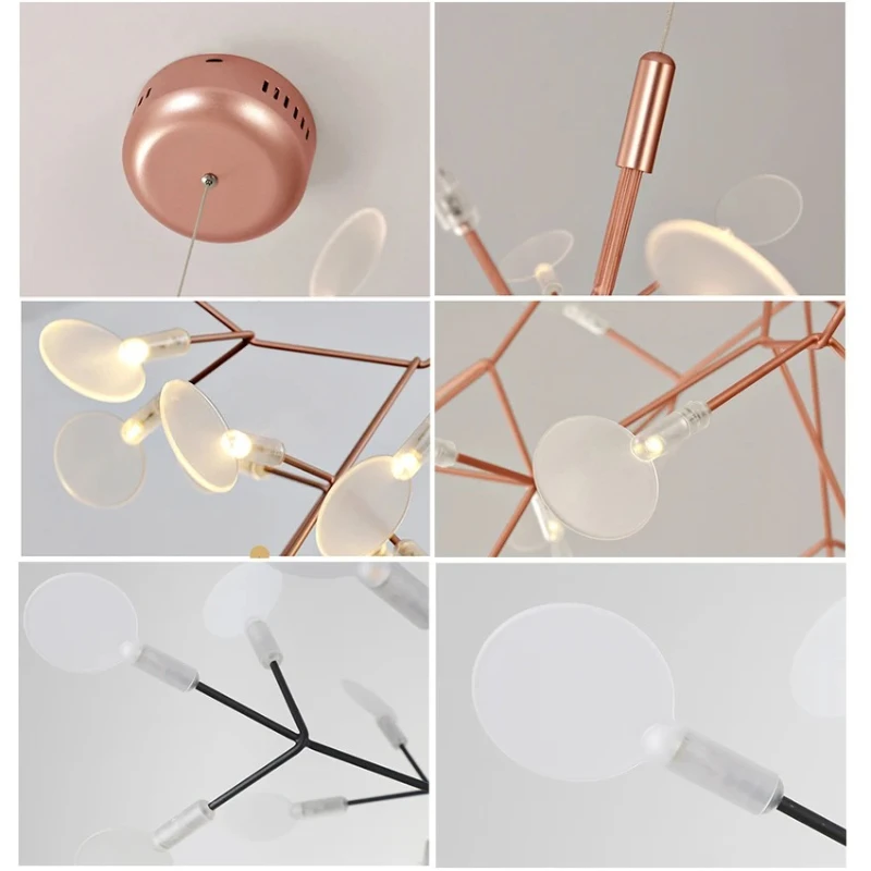 Postmodern Designer Personalized Creative Branch Lamp Nordic Simple Firefly Chandelier for Bedroom Living Dining Room Study