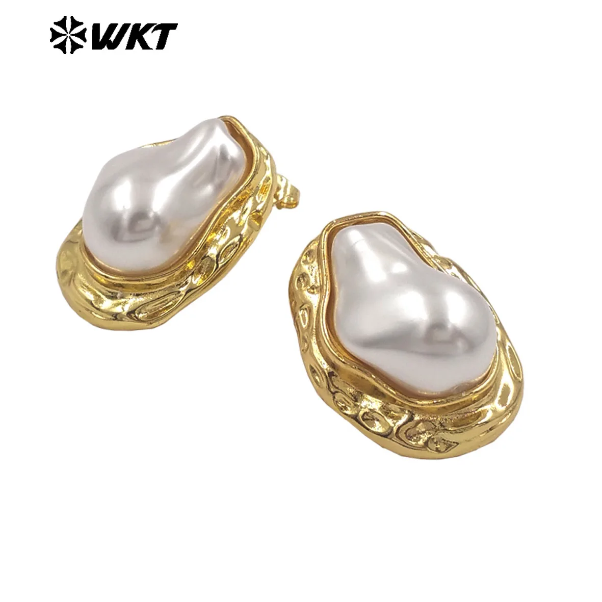 

WT-MPE172 Классический элегантный дизайн 18-каратного позолоченного нерегулярного искусственного жемчуга Женские серьги на все случаи жизни