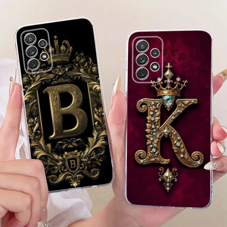 For Samsung Galaxy A52 A72 4G 5G Case SM-A725F SM-A525F Luxury Initial Letters Soft TPU Cover For Samsung A52s 5G SM-A528B Funda