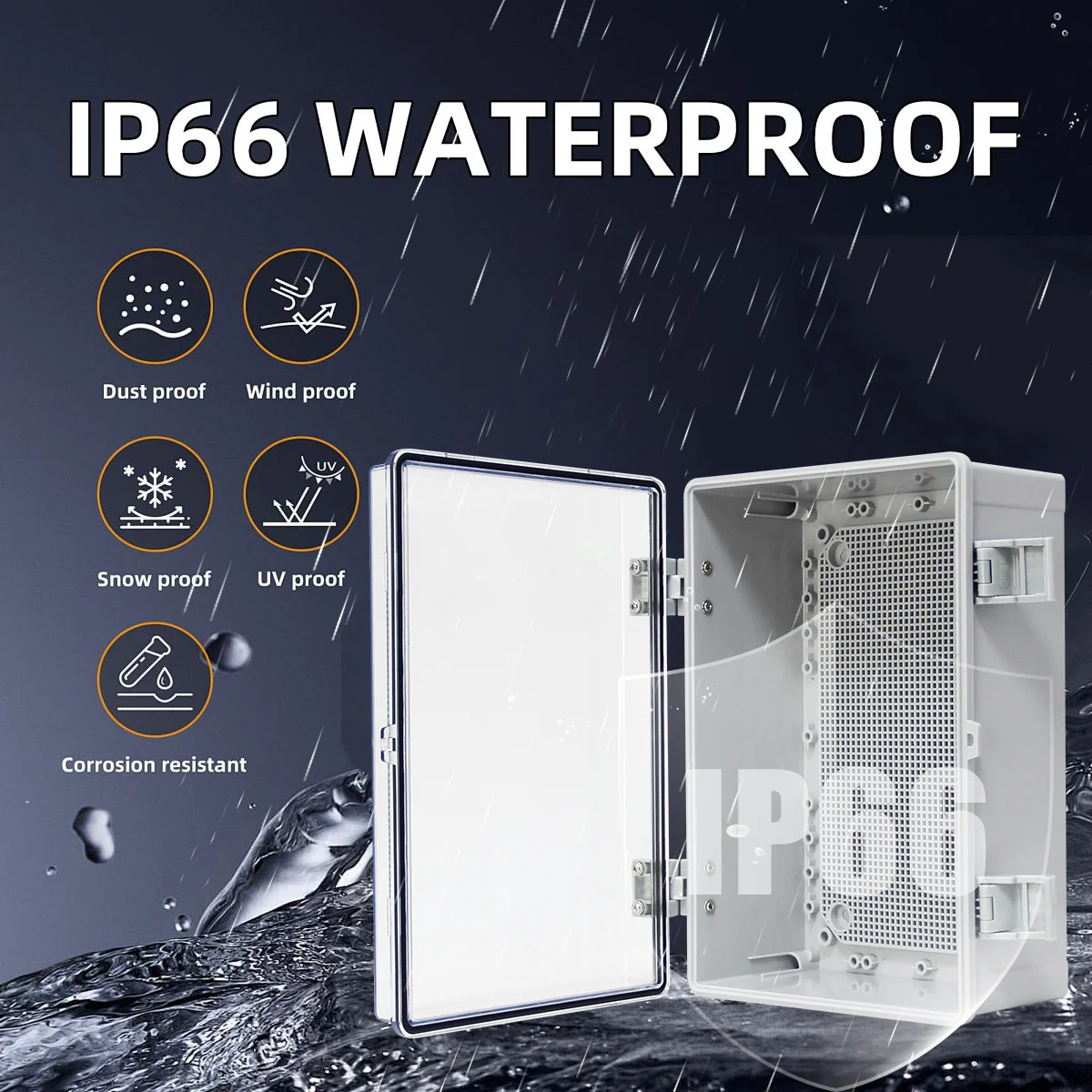 IP66 Waterproof ABS Plastic Junction Box Electrical Box Gray/Transparent Cover for Outdoor Electronics Distribution Box