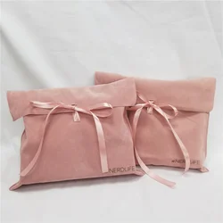 Customize Pink velvet envelope packaging Small Envelope Bag with Rope Jewelry Packaging Pouch Wedding Favors Gift Party