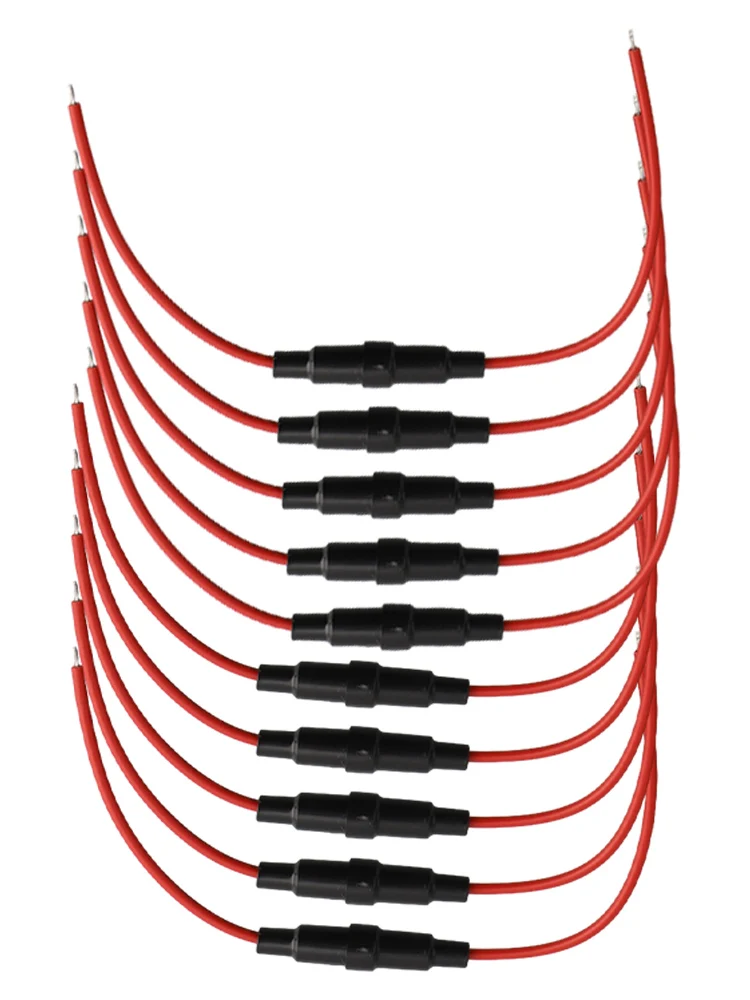 ~10pcs 1Glass 1Tube Fuse Holder 5x20mm Inline Fuse Holder Fast-Blow Screw Type Fuse Holder With 22AWG Wire 250V 15A