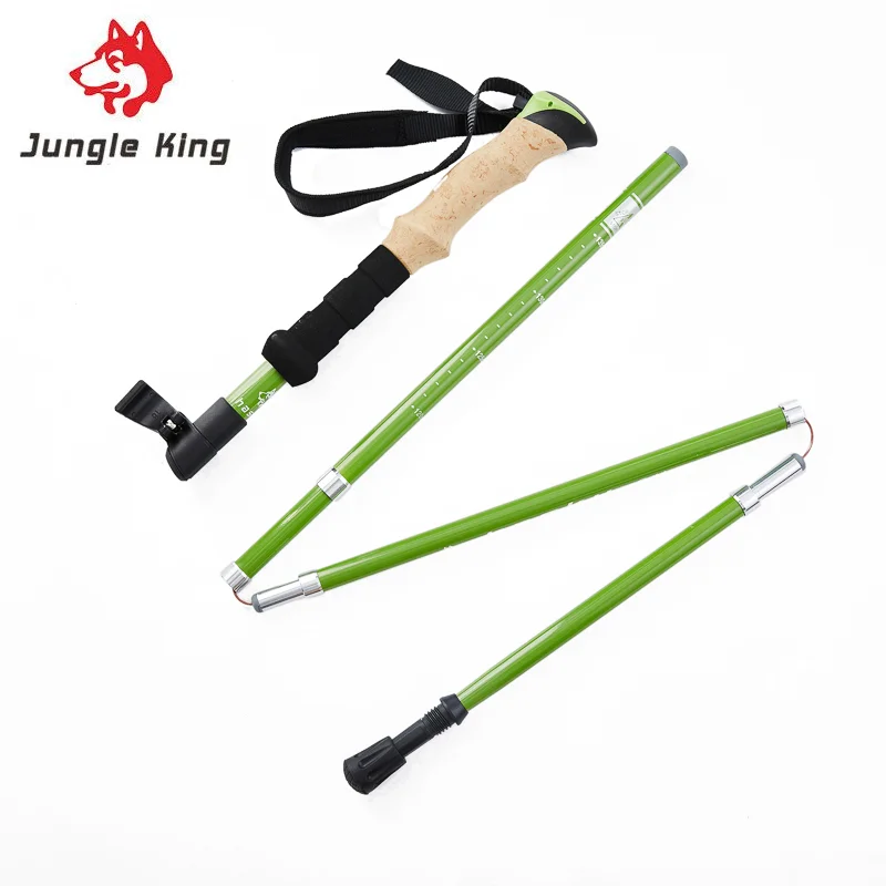 

2PCS Jungle King CY1411 Lightweight Outer Lock Foldable Trekking Pole Straight Handle Cross-country Running Cane Carbon Fiber