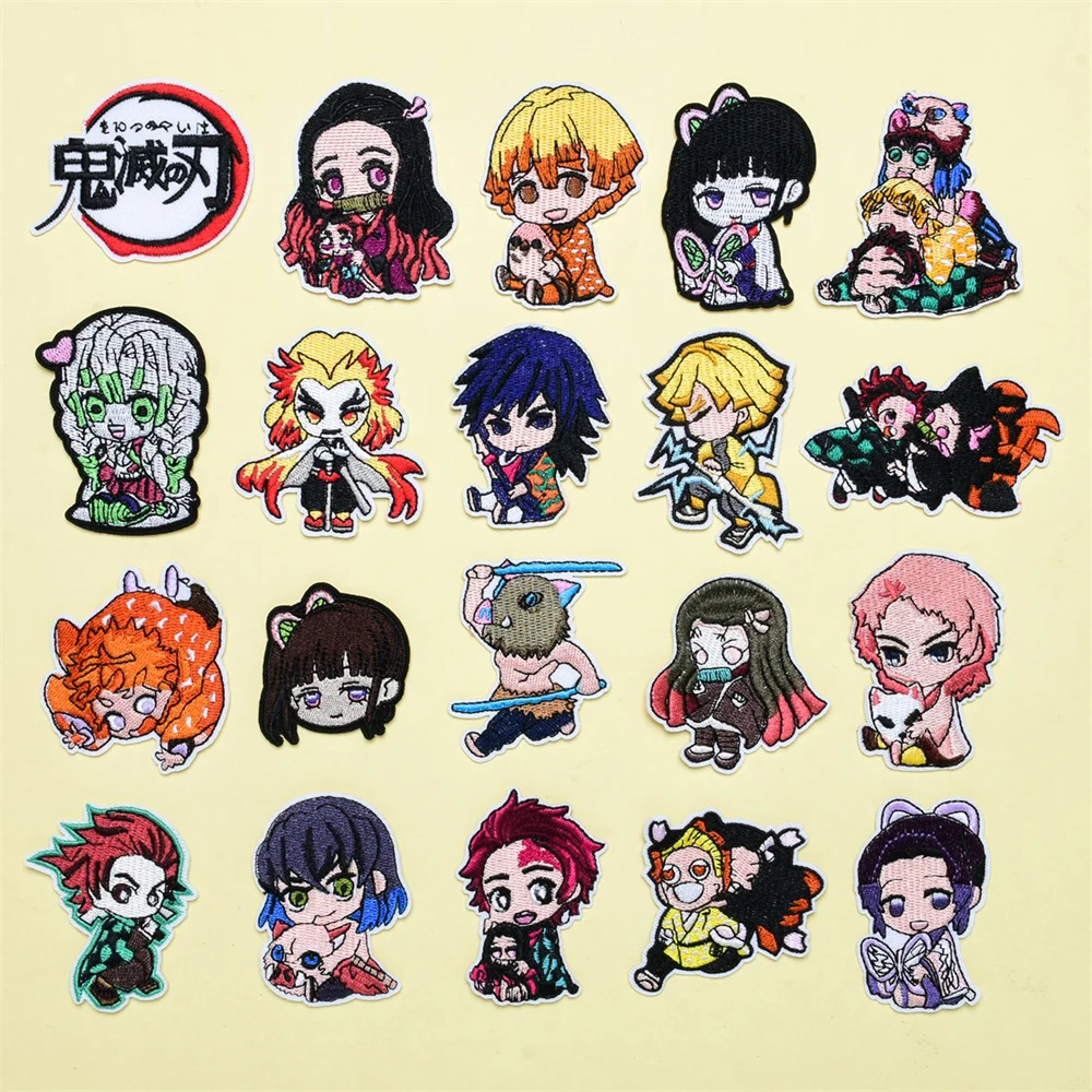 Demon Cool Patches Anime Kawaii Cartoon Clothes Patche Tanjirou Nezuko Kanao Zenitsu Garment Stickers Embroidery Cloth Sticker