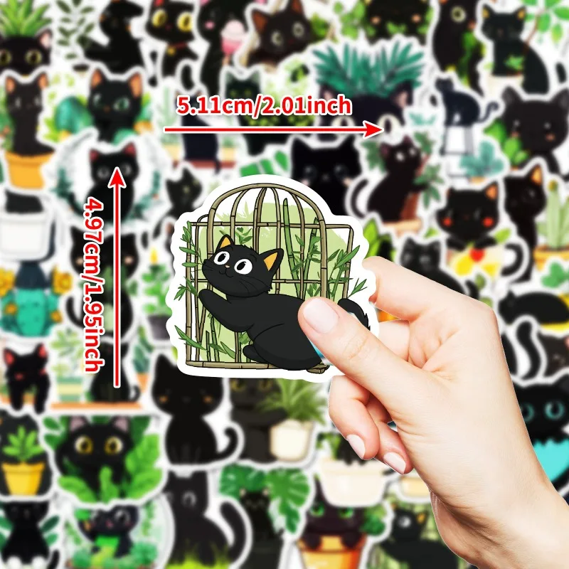 50pcs Cartoon Personality Black Cat Creative Graffiti Decoration Sticker