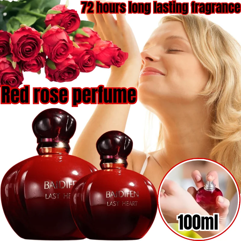 

100ml Red Rose Women's Perfume Body Fragrance Fresh Light Fragrance 72 Hours Long Lasting Fragrance Deodorant Perfume