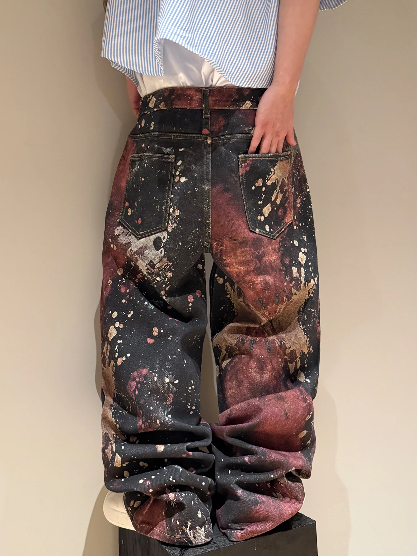 Immagine 6: Jeans da uomo di marca americana alla moda, vestibilità ampia con stampa 3D, design unico ed elegante, pantaloni a gamba larga casual e versatili