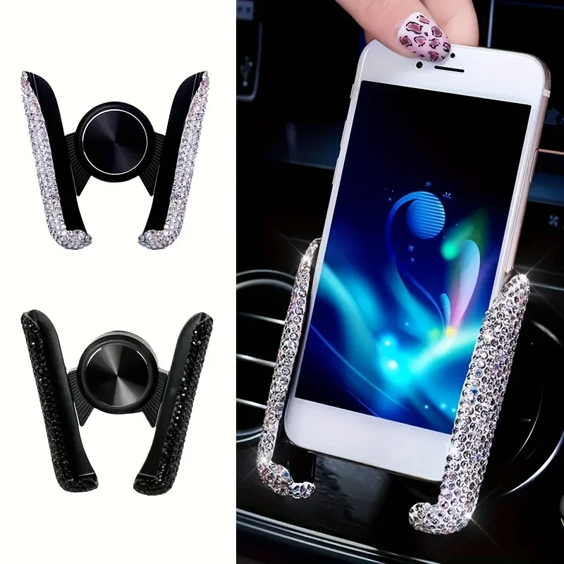 

1PCS Woman Diamond Auto Phone Bracket Interior Accessories Crystal Car Phone Holder Car Air Vent Mount Clip Mobile Phone Holder