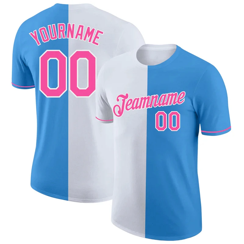 

Fashion Split Two-tone Graphic T Shirts For Men Custom Name Team Name Number Sports T-shirts Casual Oversized Team Uniforms