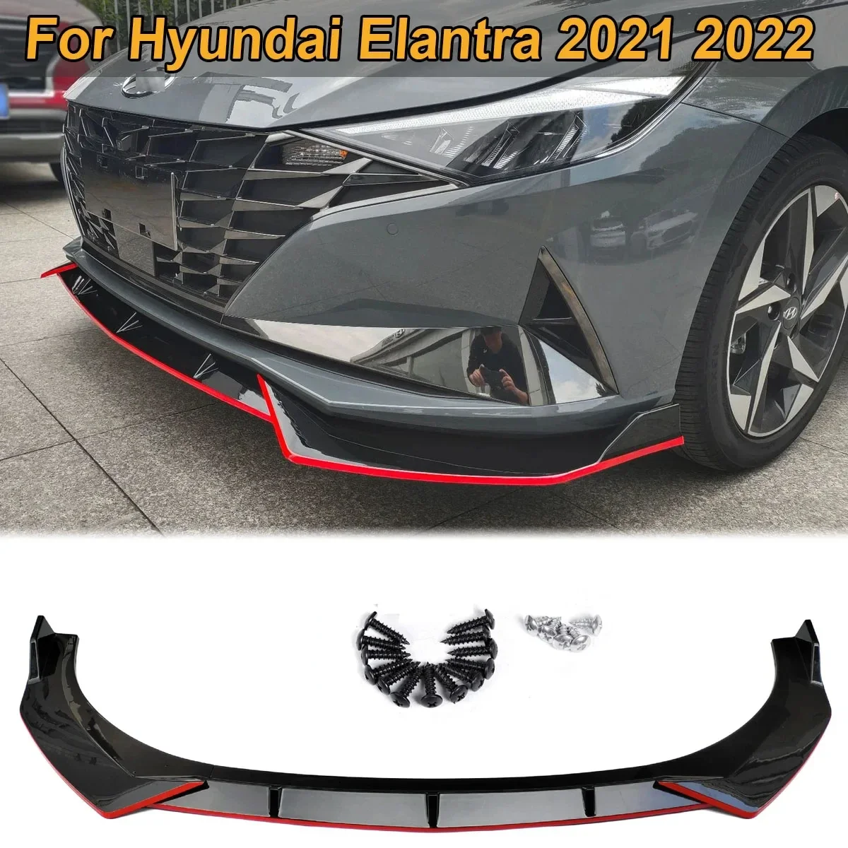 

Для Hyundai Elantra 2020 2021 2022 8-й передний бампер, дефлектор для губ, боковой спойлер, сплиттер, комплект кузова, защита, автомобильные аксессуары