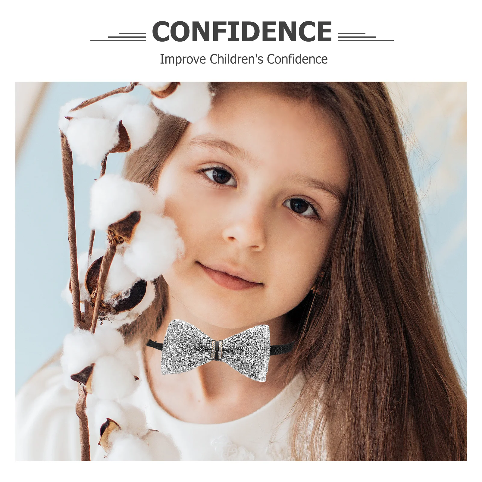 2개입 어린이용 보타이 크리스탈 라인스톤 프리타이드 조절 가능한 반짝이는 보타이 웨딩 공연 휴일 의상용