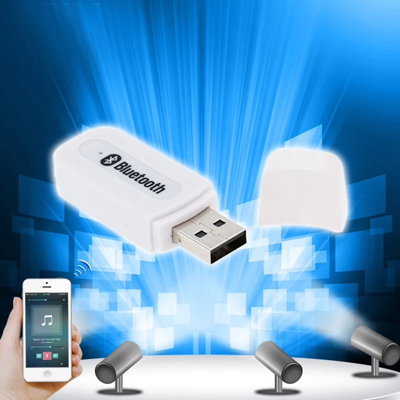 Adaptador USB auxiliar de 3,5mm, Mini receptor de Audio estéreo de música inalámbrico Compatible con Bluetooth para teléfono int
