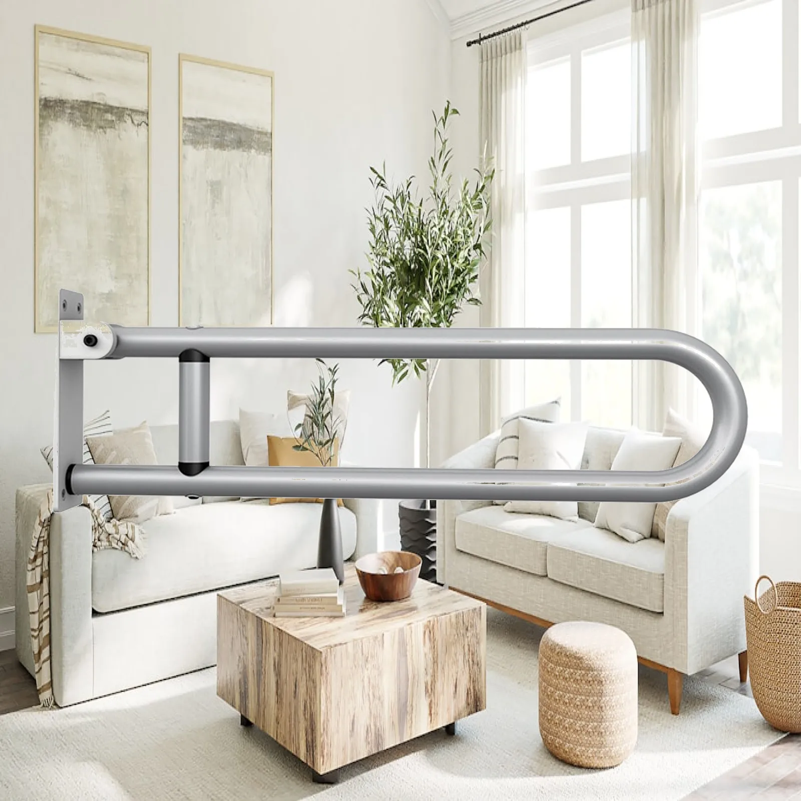 Handrail Flip-Up Non-Skid Aluminum Alloy Folding Toilet Safety Handicap Grab