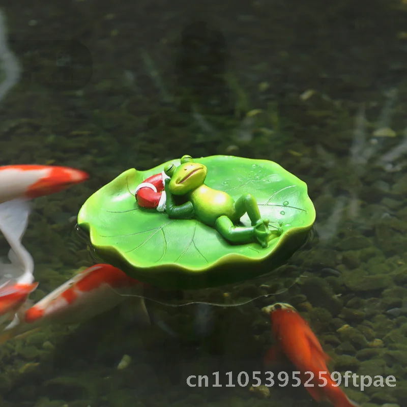 Resin Simulation Animal Ornaments - Floating Duck & Water Frog Decorations for Courtyard Garden Pool Fish Pond Landscape