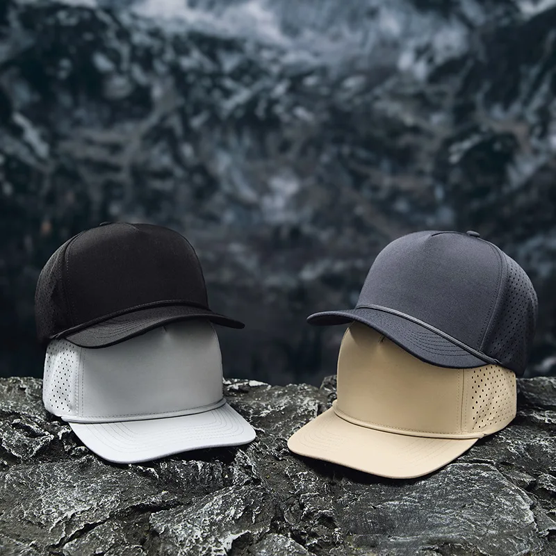 

Summer new casual water-resistant baseball cap laser-cut water droplet holes duckbill cap five-piece outdoor sunshade net hat