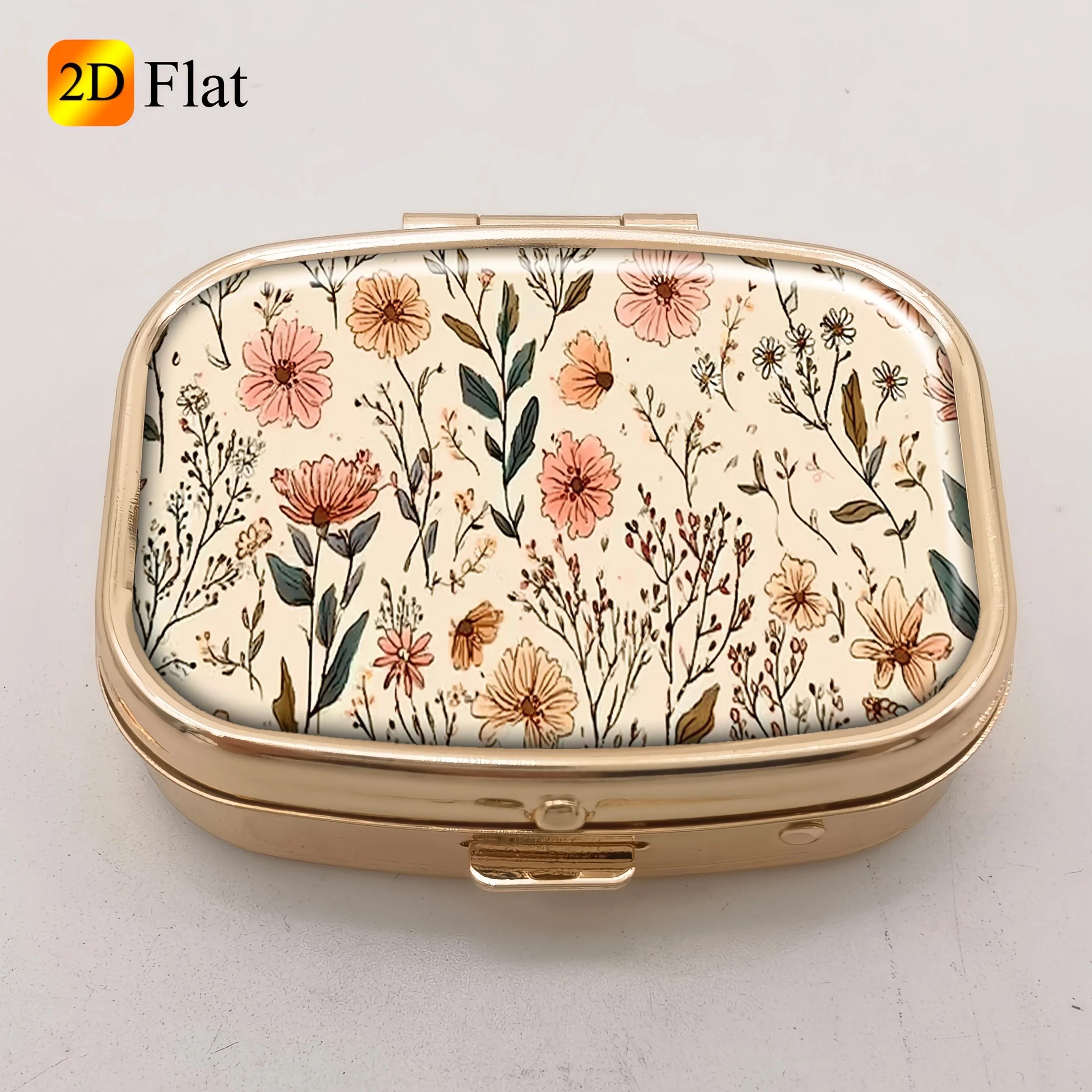 Portable Storage Box with Vintage Floral Design, Used for Storing Medicines, Vitamins, Earrings, Beads, and Daily Necessities