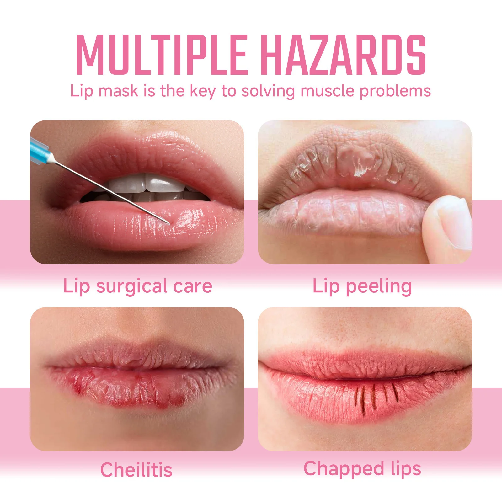 Colágeno Lip Mask, Reduz Lip Lines, hidrata e hidrata os lábios, remove a pele morta, não é gorduroso