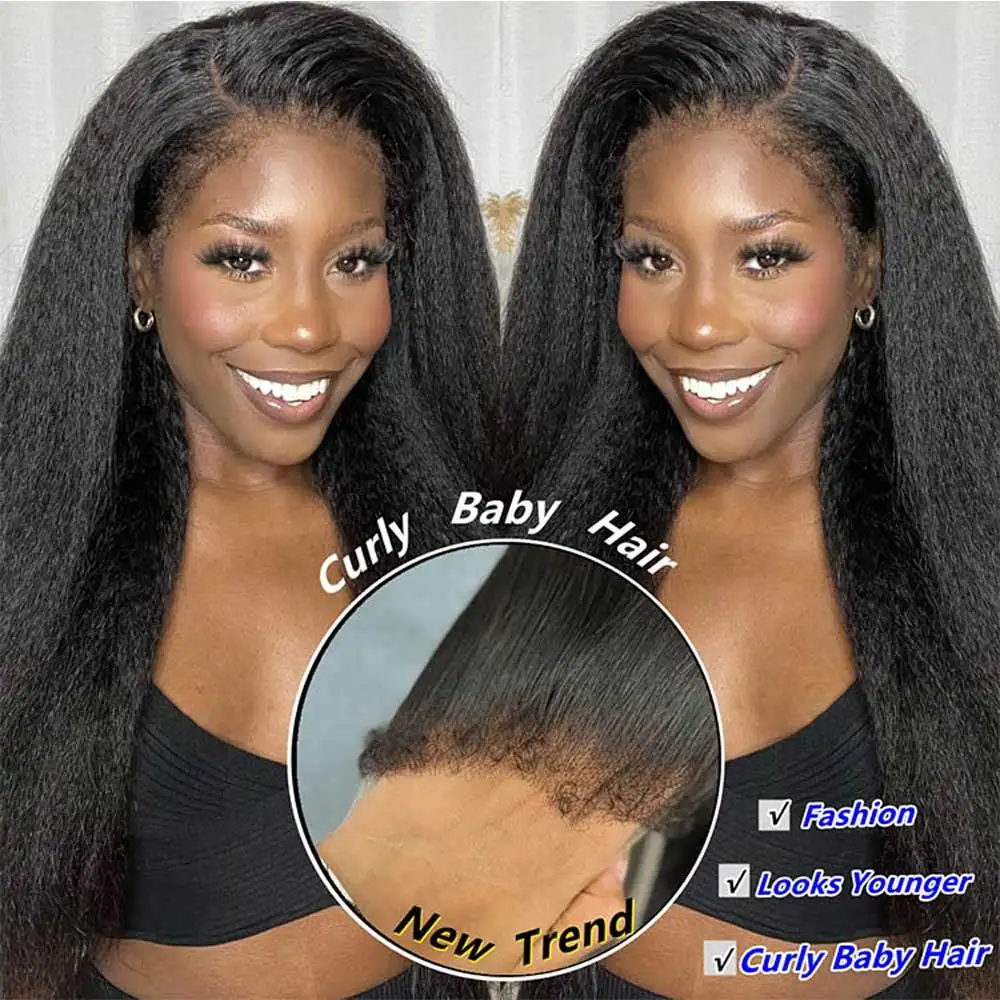 42 Inch 13x4 Lace Front Kinky Straight Wigs 250% Human Hair Hd Transparent Straight Frontal Closure Hair Wigs 5x5 Glueless Wigs