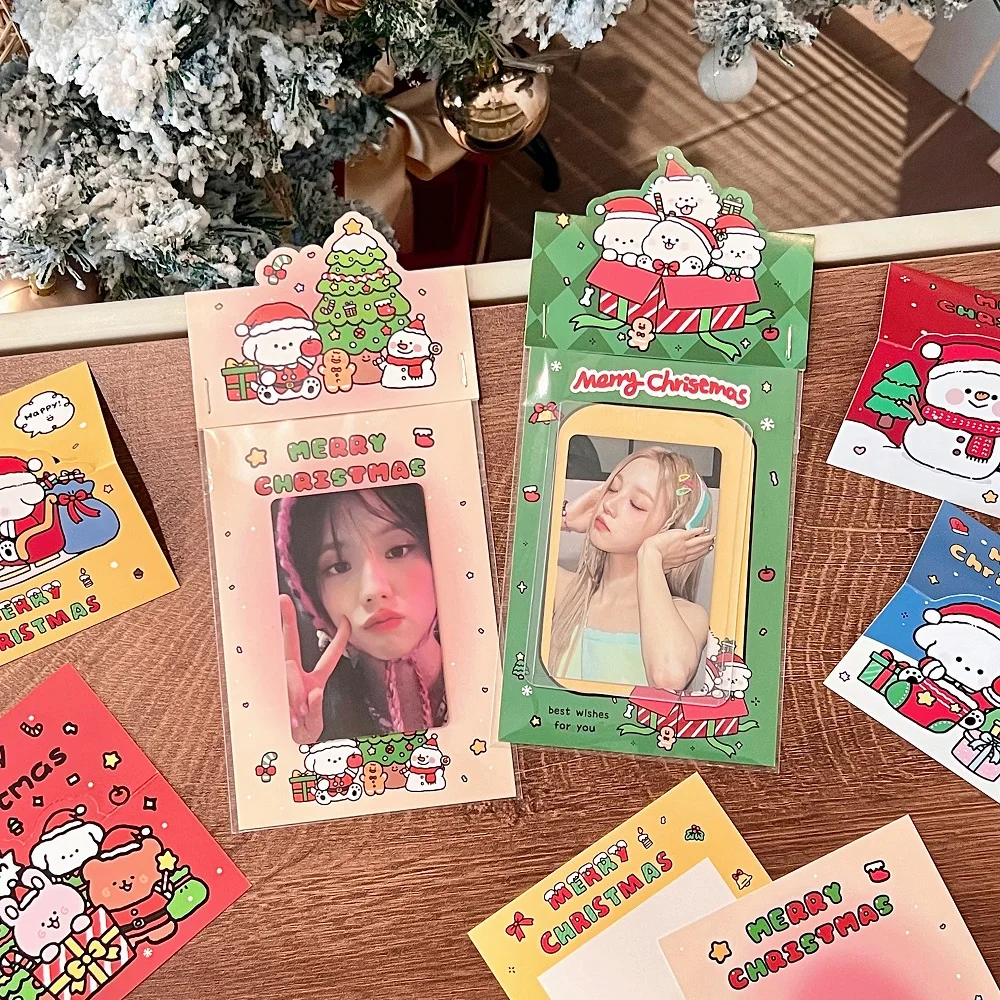 20 Sets Christmas Card Head Back Card Packaging Bottom Card Cute Cartoon Packaging Small Cardboard Mailing Card Greeting Card