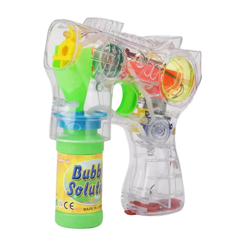 Kid Electric Led Flash Bubble Gun con Soup Water Automatic Shoot Color Summer clear Blower Machine Outdoor Fun Toy Gift