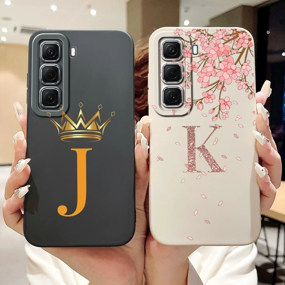 For Infinix Hot 50 4G Case X6882 Cute Crown Letters Cover Full Camera Protection Case For Infinix Hot 50i Hot50i X6531 Soft Bags