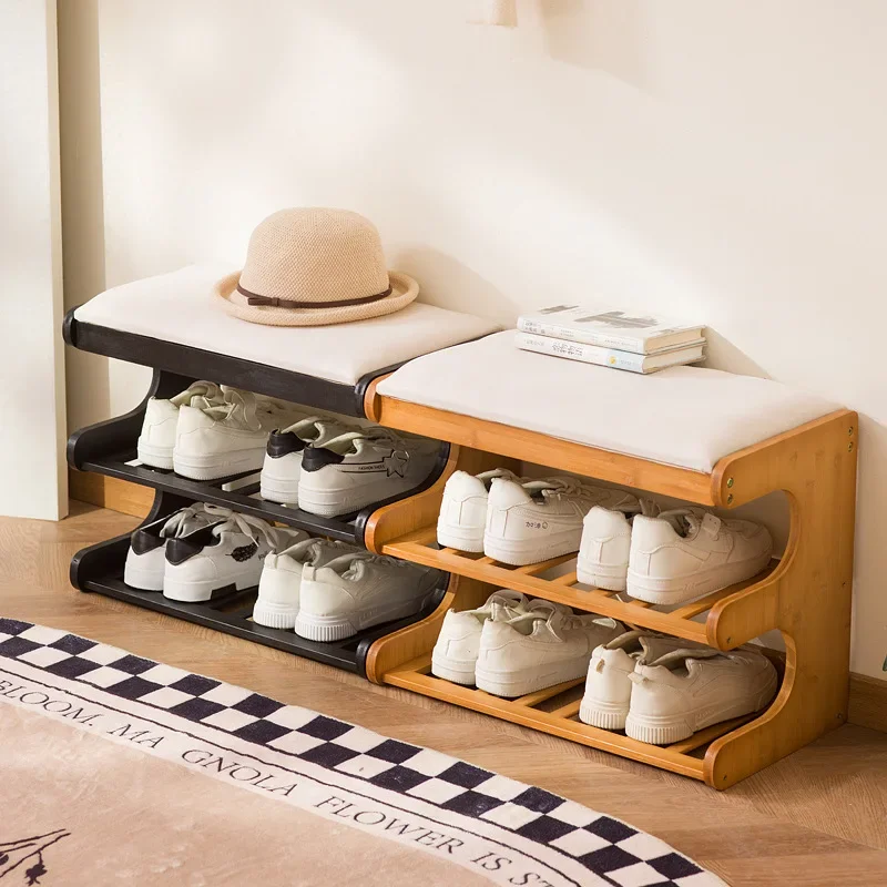 Internet celebrity Indoor shoe change stool shoe cabinet integrated household door very narrow belt seated storage shoe rack