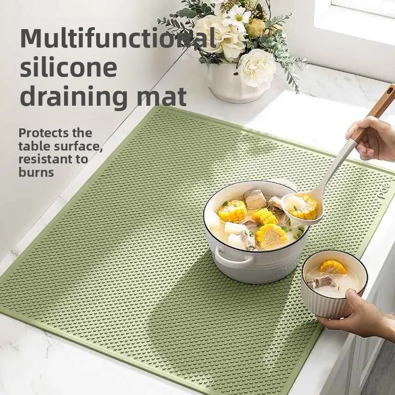 وسادة عازلة للحرارة من السيليكون المقاوم للحرارة العالية، حصيرة حماية لسطح المطبخ، حصيرة مضادة للانزلاق لطاولة الطعام PAE