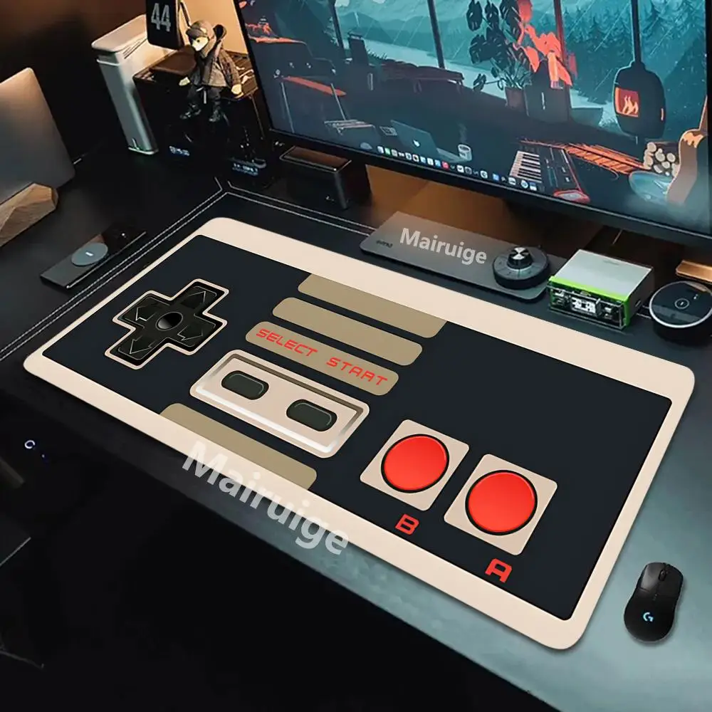 레트로 게임 컨트롤러 대형 마우스 패드 HD 미끄럼 방지 고무 베이스 세척 가능 XXL 데스크 매트 (정밀한 가장자리, 게임, 사무용)