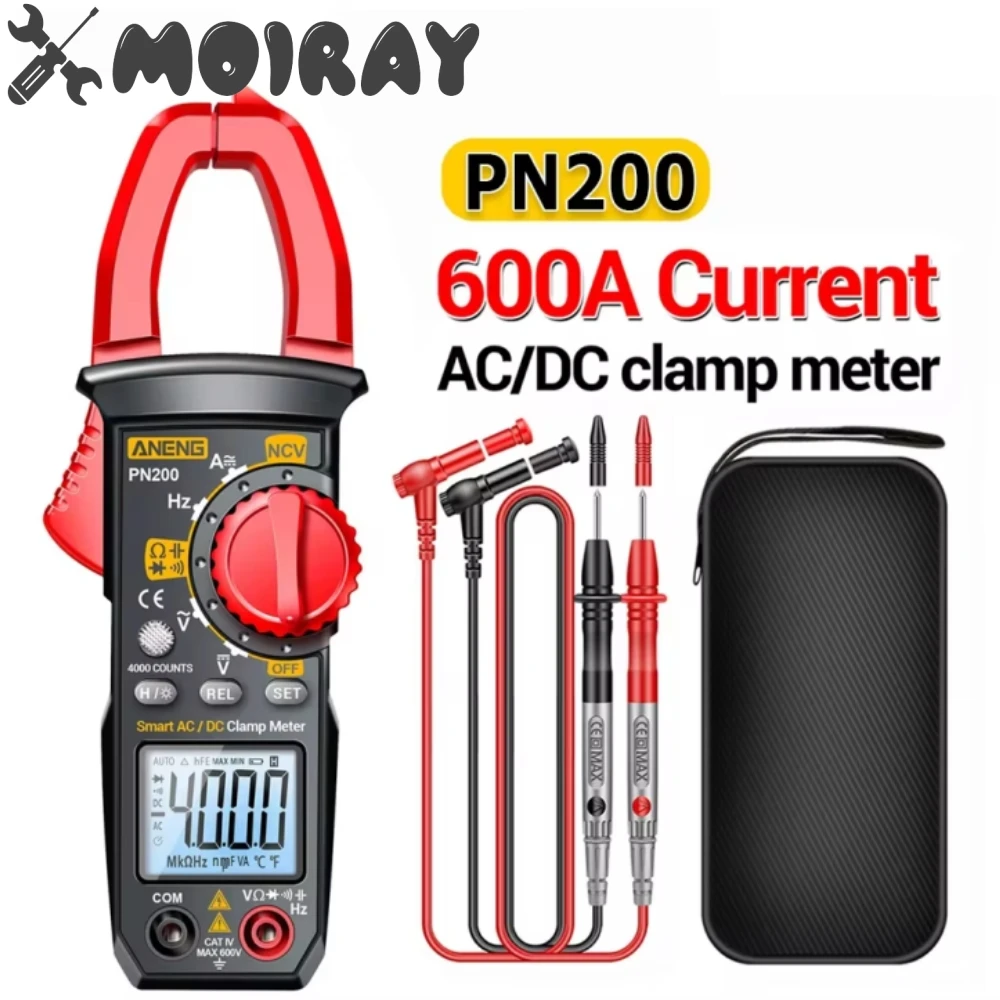 ANENG PN200 Digital Clamp Meter DC/AC 600A Current 4000 Counts Multimeter Ammeter Voltage Tester Car Hz Capacitance NCV Ohm Test