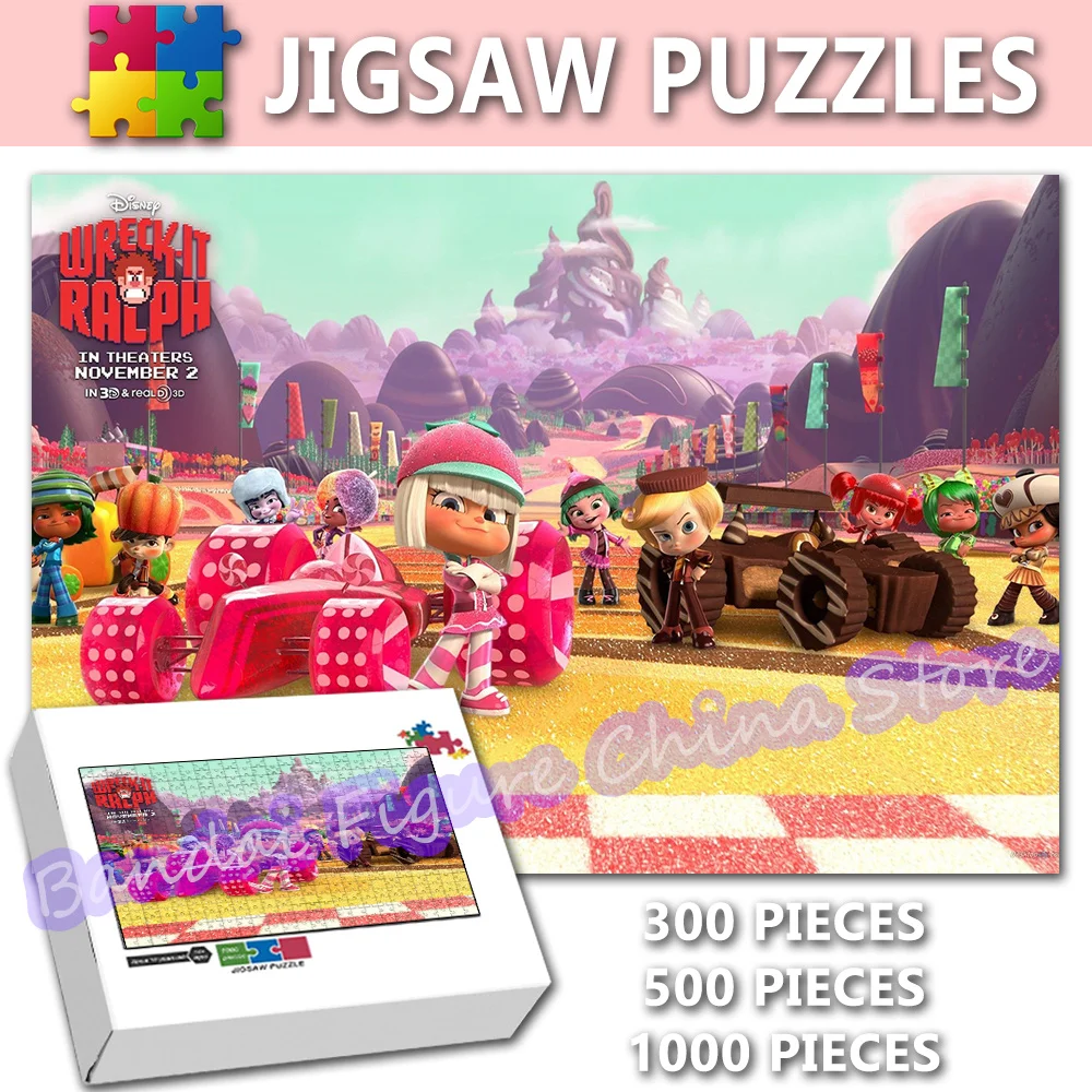 Wreck-It Ralph Dinsey Cartoon Movies Print Puzzle 300/500/1000 Pieces Educational Intelligence Jigsaw Puzzles Stress Relief Toys