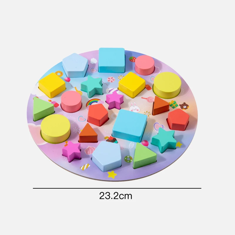 Blocchi di abbinamento di torte geometriche in legno Montessori Forma Ordinamento Puzzle Apprendimento prescolare Gioco educativo Giocattoli Regali per bambini