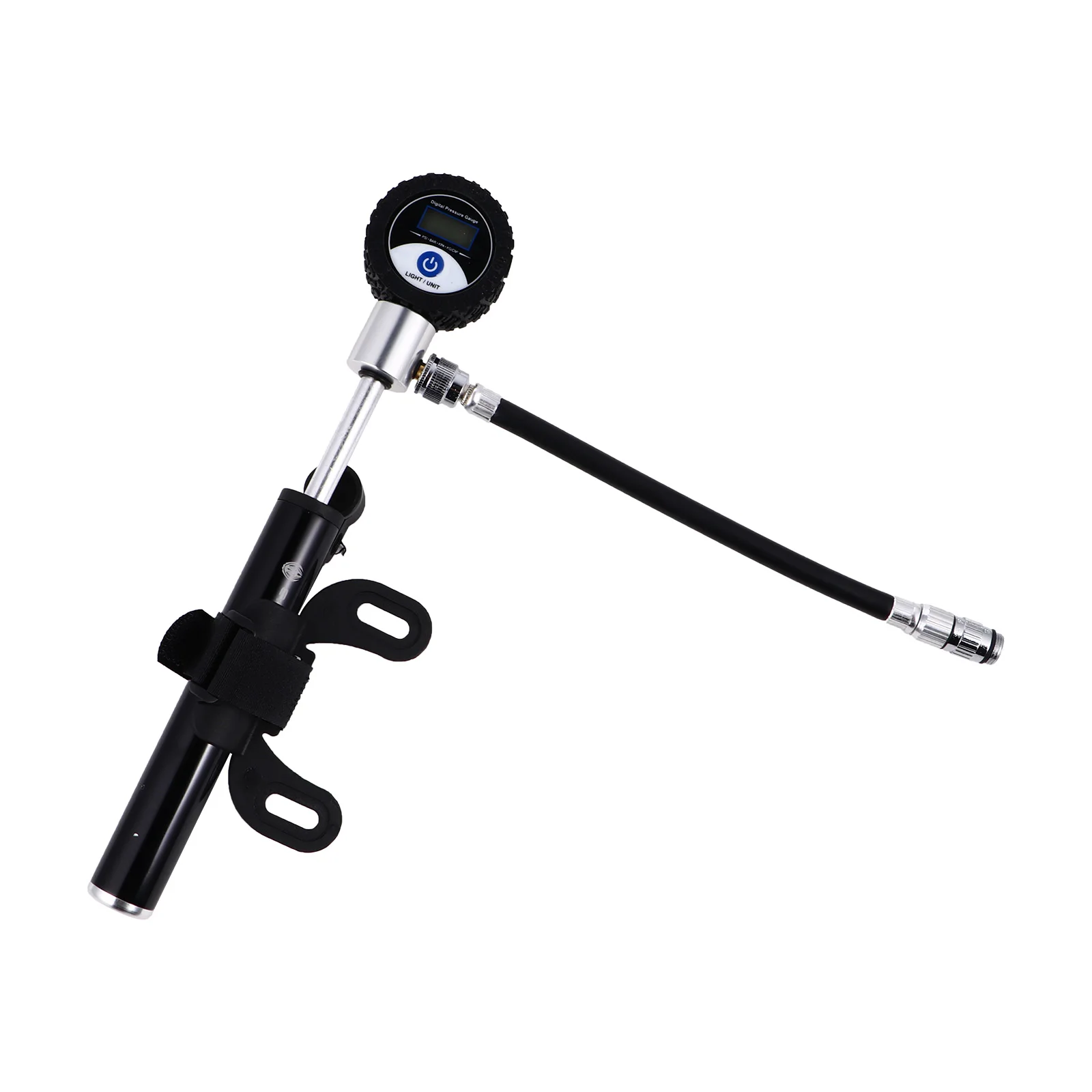 

1pc Pump Portable Digital Display For Bike Tires Mini Inflator High Pressure Compact Aluminium Alloy Pull Rod Smooth Effortless