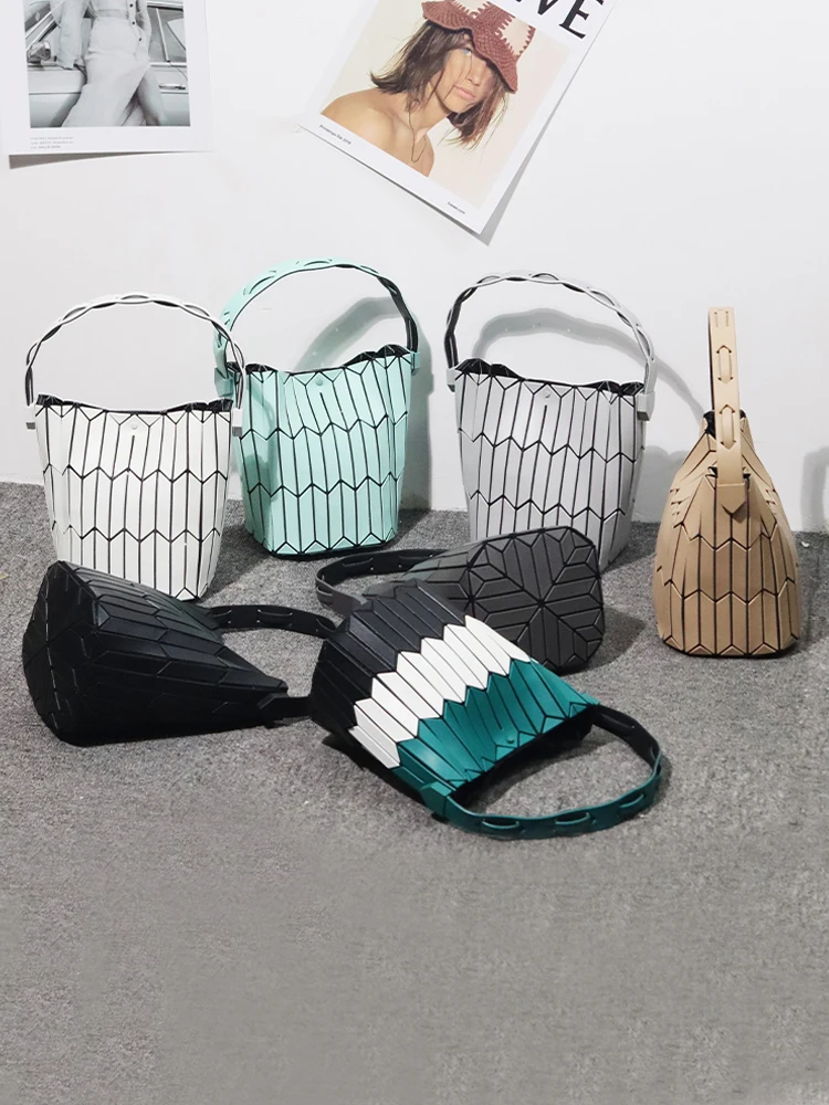 Trendy Handbag Basket Design Shopping Bag Women's Shoulder Bag Geometric Pattern Soft Casual Style Large Size Pure Color