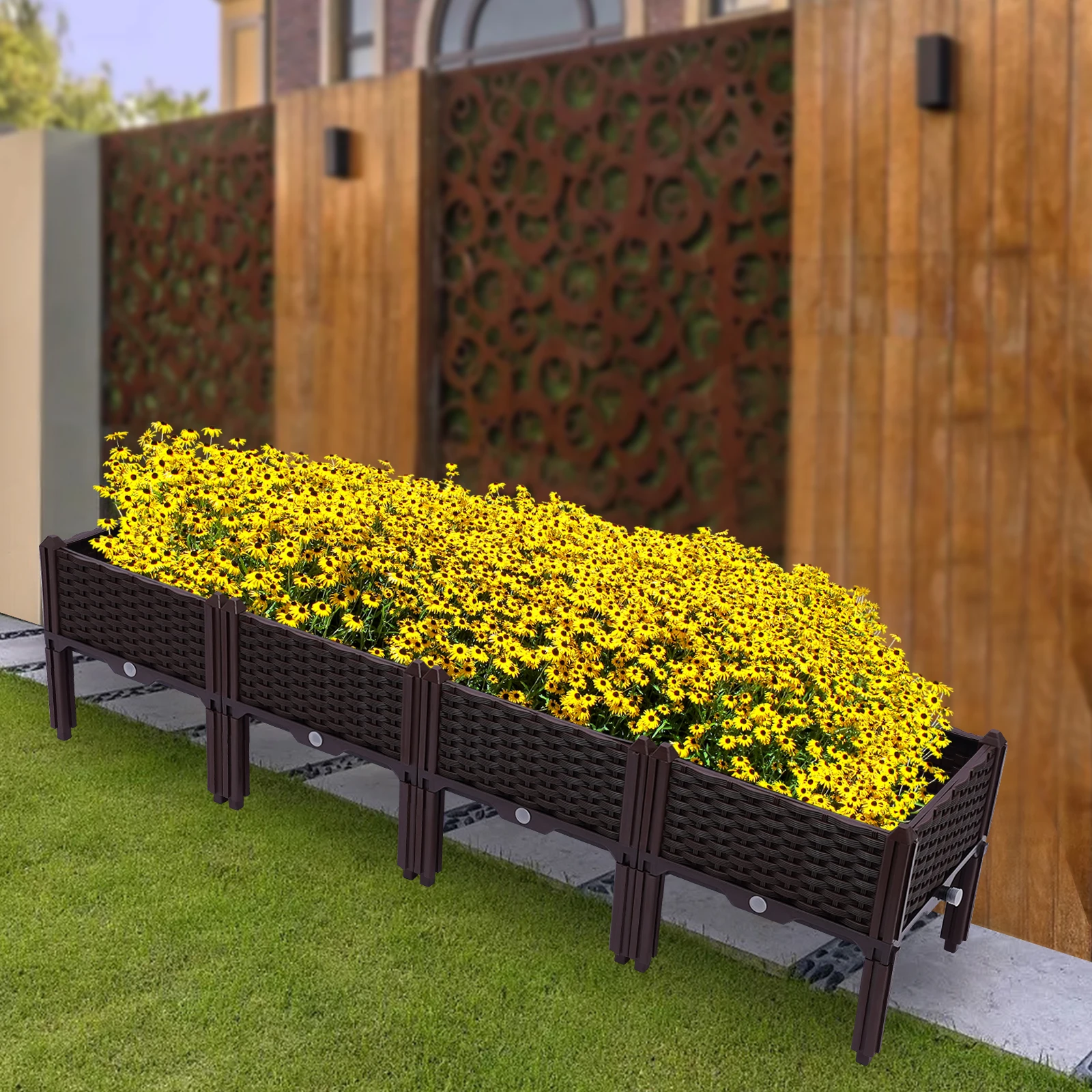 

Elevated Plastic Planting Box with Drainage Holes, Breeding Box, Horticultural Elevated Bed, Vegetables, Fruits, Flowers