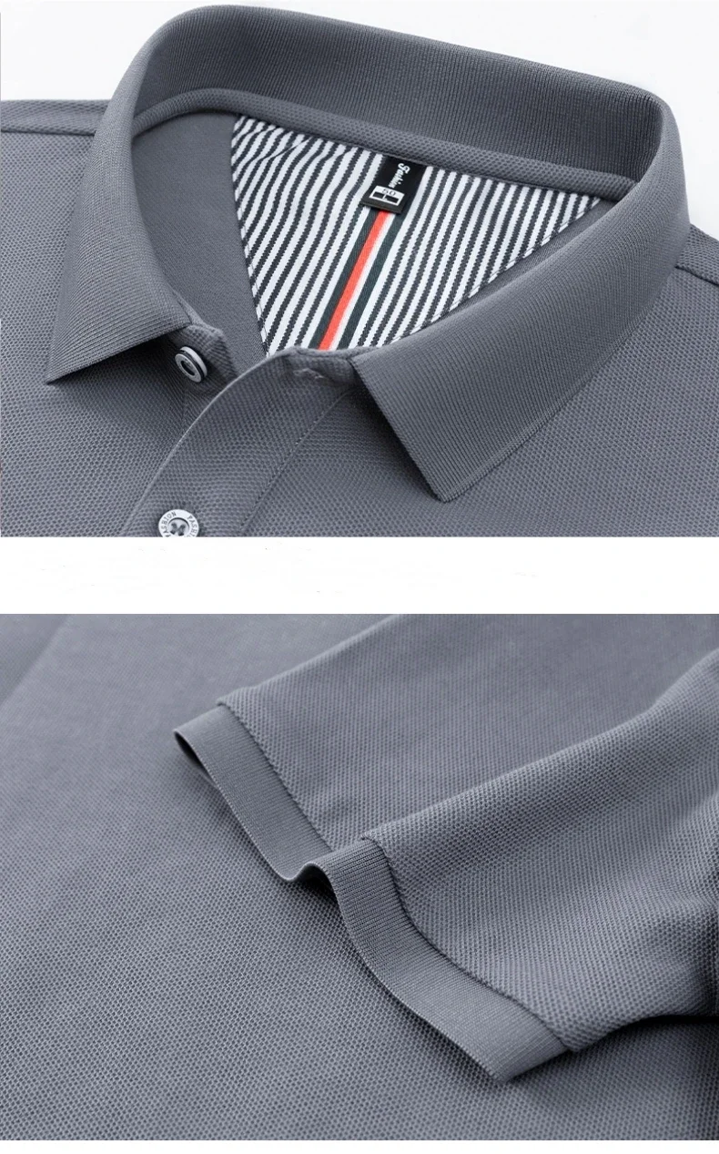 100 % Baumwolle, luxuriöses Herren-Polohemd, modisches Sommer-T-Shirt, ein Verkaufsschlager, exquisit mit Bienenstickerei versehen, atmungsaktiv, kurzärmelig. – Detail 33