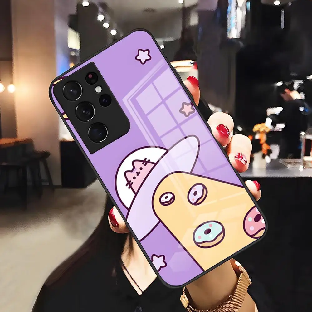 Anime P-Pusheenes Phone Case For Samsung A57 A37 A33 5G A54 A36 A35 A56 A52 A17 Shockproof Glass Cover