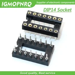 10pcs DIP-14 Round Hole 14 Pins 2.54MM DIP DIP14 IC Sockets Adaptor Solder Type 14PIN IC Connector IGMOPNRQ