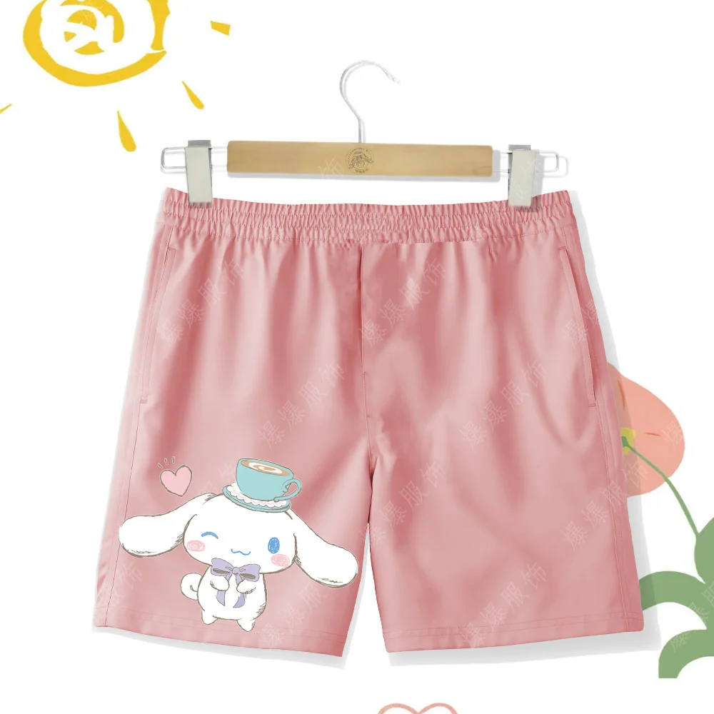 Children's beach pants printed with Cinnamoroll, comfortable, soft, elastic breathable fabric shorts, multi-color quick drying