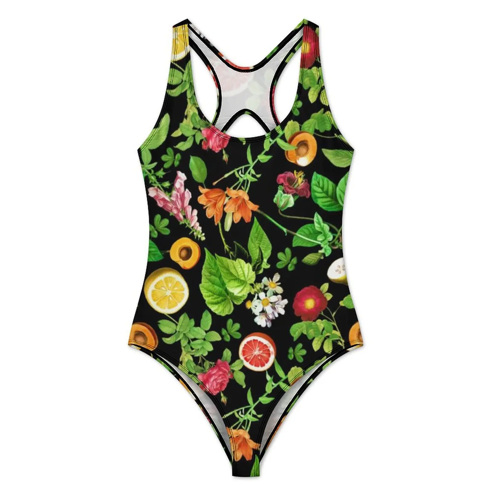 Fruits And Leaves Swimsuit Lemon Orange Vegetarian One-Piece Swimwear Push Up Fashion Bathing Suit Sexy Holiday Pool Swimsuits