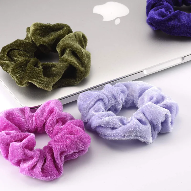 Scrunchies de terciopelo para el cabello para mujer, banda de Color sólido para niña, soporte para cola de caballo, bandas de goma, lazos, accesorios, diademas, gumki, 10, 6, 1pc