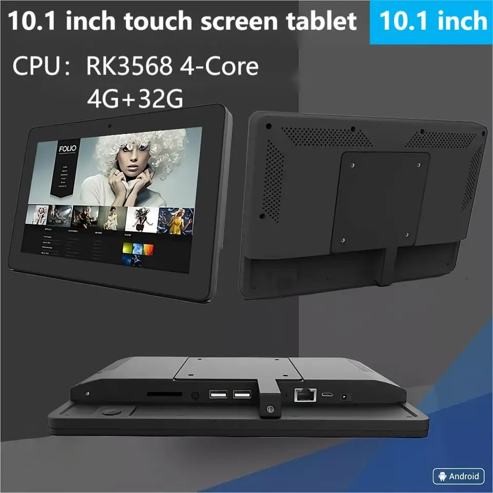 10.1 Inch Tablet Touch Screen Monitor RK3568 4-core Android 11 all-in-one PC POE+WIFI RJ45 5MP Camera