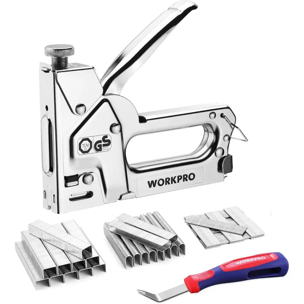 

3-in-1 Heavy Duty Upholstery Staple Gun with Adjustable Power, 3000 Staples and Staple Remover for DIY, Woodworking, and Furnitu