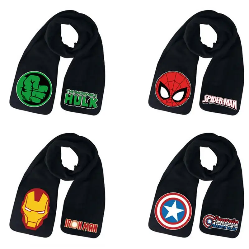 The Avengers Anime Peripherals Spider Man Captain America Iron Man Hulk Winter Warm Printed Scarf Birthday Gift