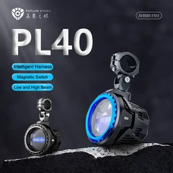FUTURE EYES PL40 Motorcycle Spotlight Low and High Beam Integrated Auxiliary Road Tangent Fog Light 180W Flashing Bright Light